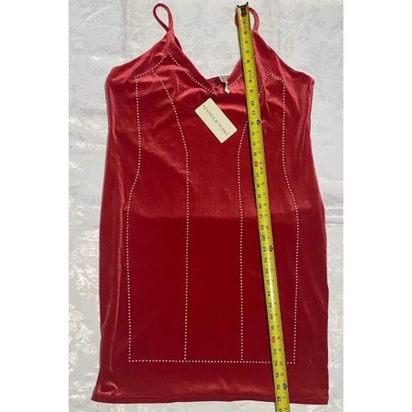 Emma & Posh Red Velvet Sz 3X Adjustable Strap Bodycon Dress Metal Detail NWT - Picture 6 of 10